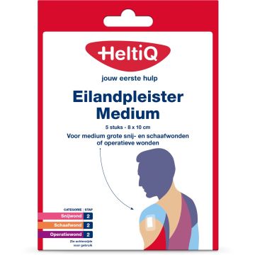 HeltiQ Pansement Îlot Medium 8 x 10 cm – 5 pièces