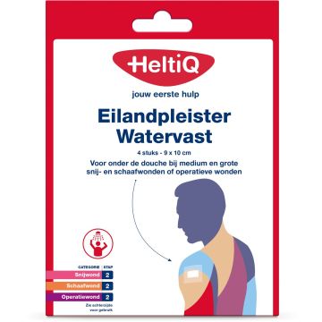 HeltiQ Pansement Îlot Imperméable 9 x 10 cm – 4 pièces