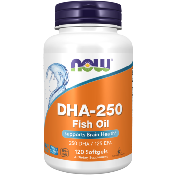NOW DHA-250 Huile de poisson 120 softgels