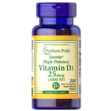 Puritan's Pride Vitamin D3 1000 IE 200 Softgels 15606