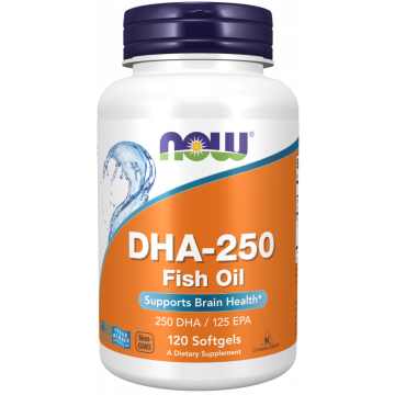 NOW DHA-250 Huile de poisson 120 softgels