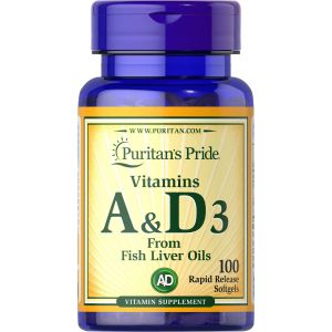 Puritan's Pride A & D vitamine 5000/400 IE 100 Softgels 4301