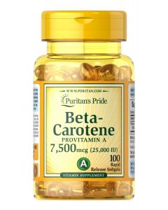 Puritan's Pride Betacarotene 7.500 mcg 25.000 IU 100 Softgels 1220